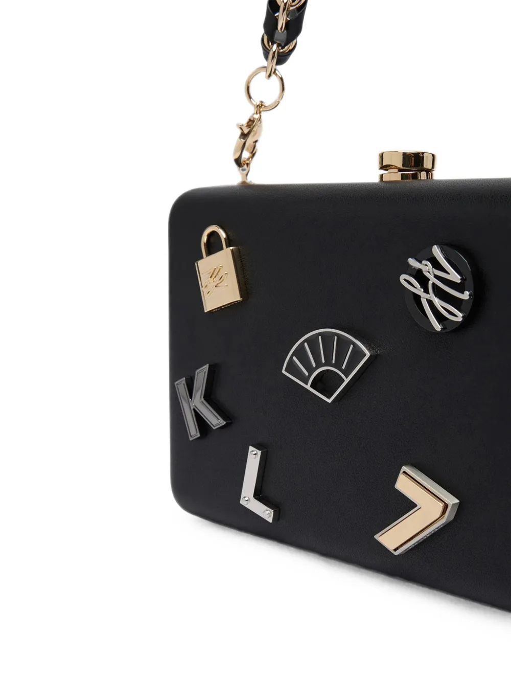 Karl Lagerfeld K Soirée Minaudière clutch verfraaid met speld Zwart