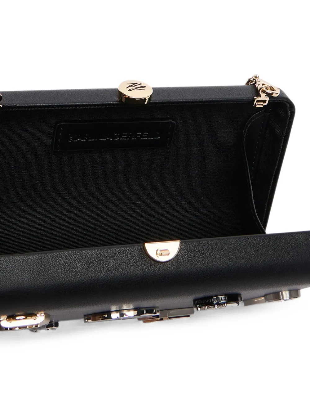 Karl Lagerfeld K Soirée Minaudière clutch verfraaid met speld Zwart
