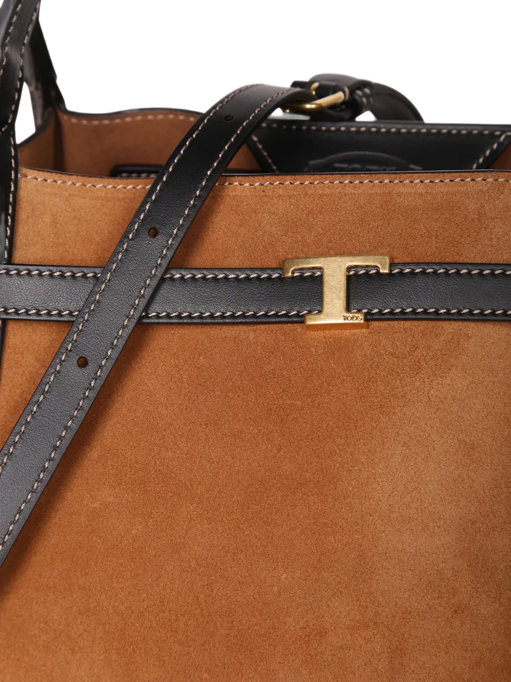 Tod's T Signature suède schoudertas Bruin