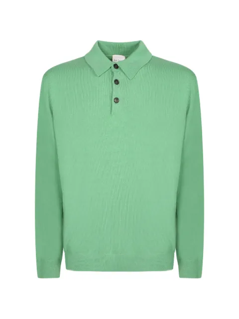 Paul Smith green cashmere long-sleeve polo shirt