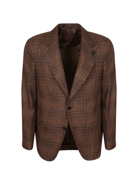 Lardini check-pattern peak-lapel blazer