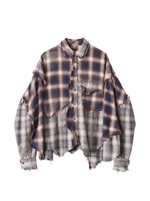 KHOKI distressed checked shirt