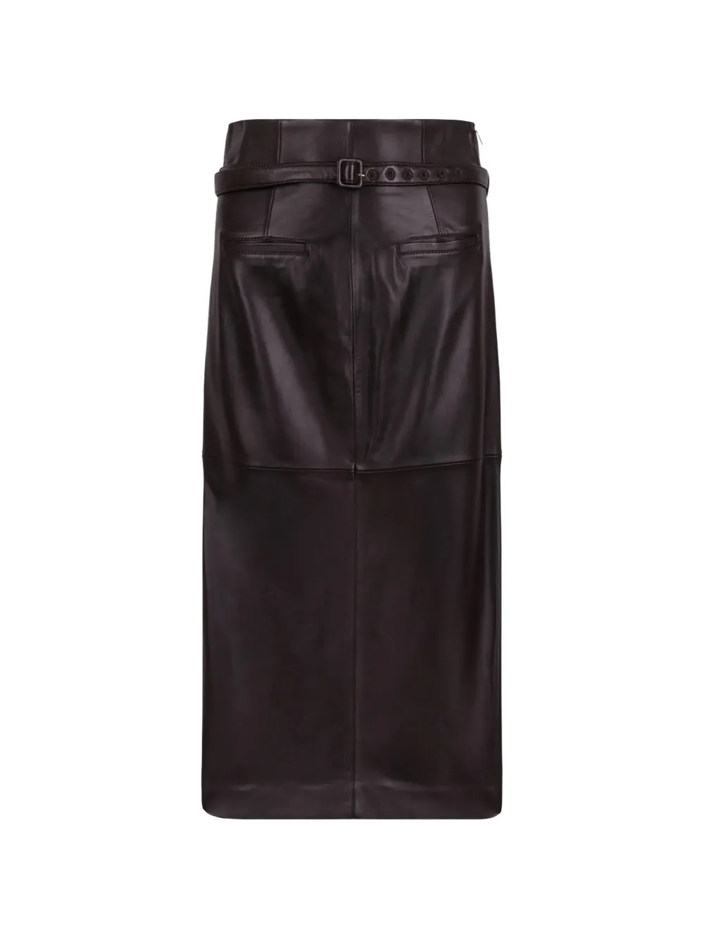 AMI Paris belted leather midi skirt - Braun