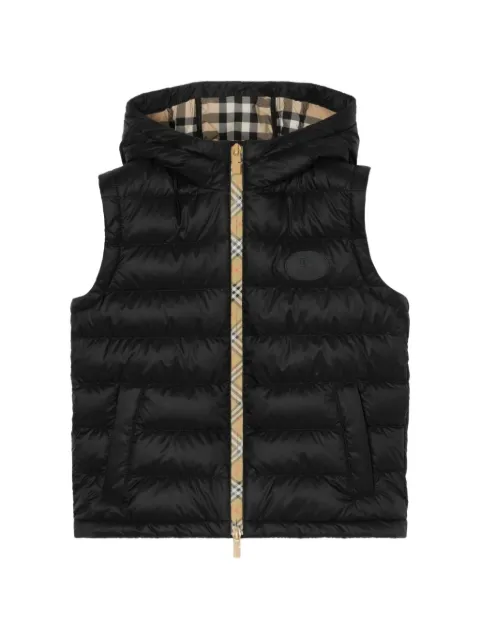 Burberry Kids check-trim hooded gilet