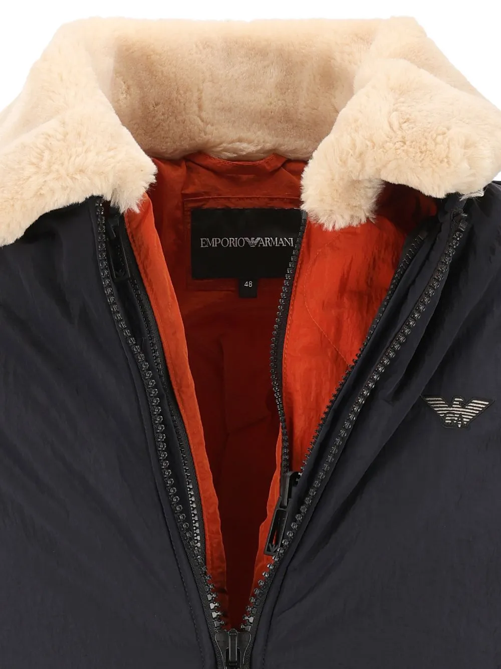 Emporio Armani Gewatteerd jack met logopatch Blauw