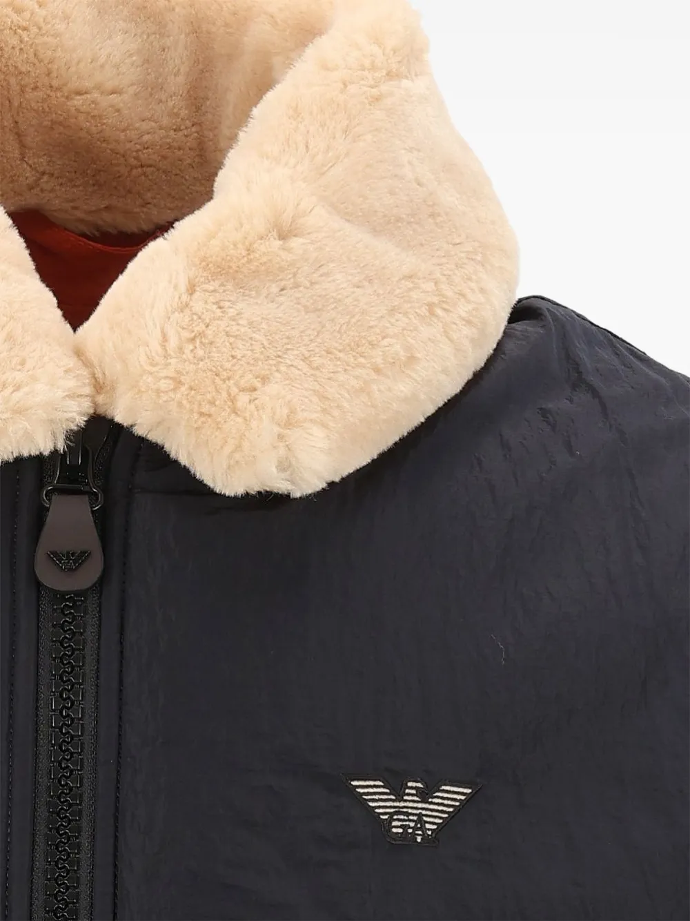 Emporio Armani Gewatteerd jack met logopatch Blauw