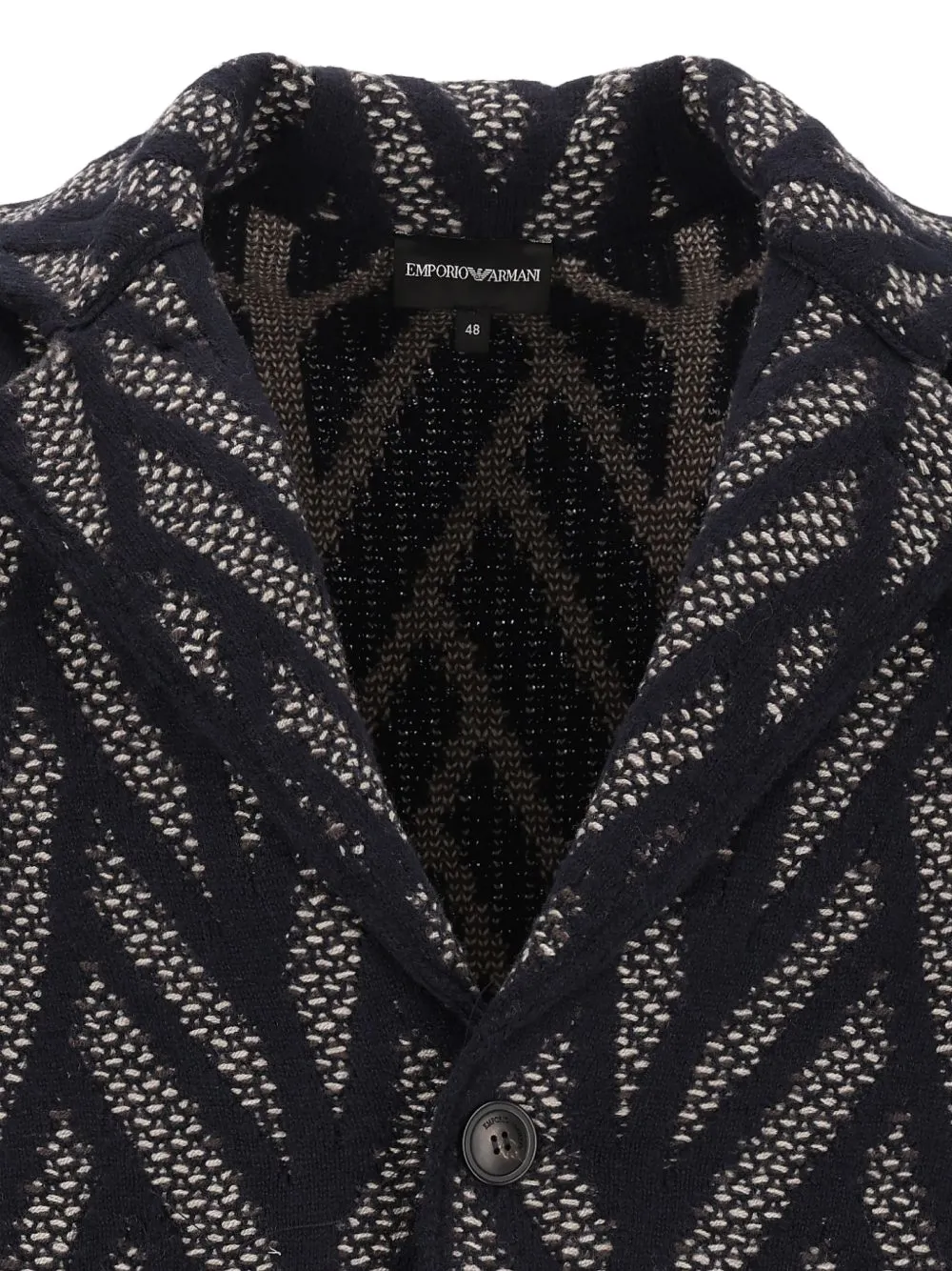 Emporio Armani Signature Capsule Collection virgin wool jacquard-knit blouson Blauw