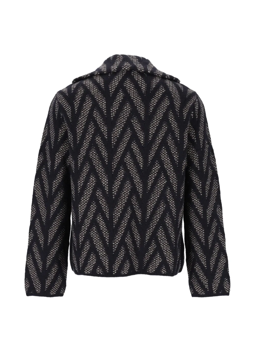 Emporio Armani Signature Capsule Collection virgin wool jacquard-knit blouson Blauw