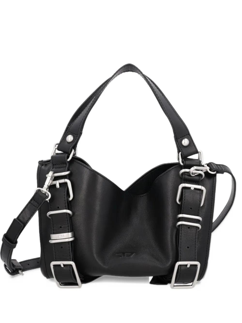 Diesel D-One-Small top-handle bag in treated leather - Nero