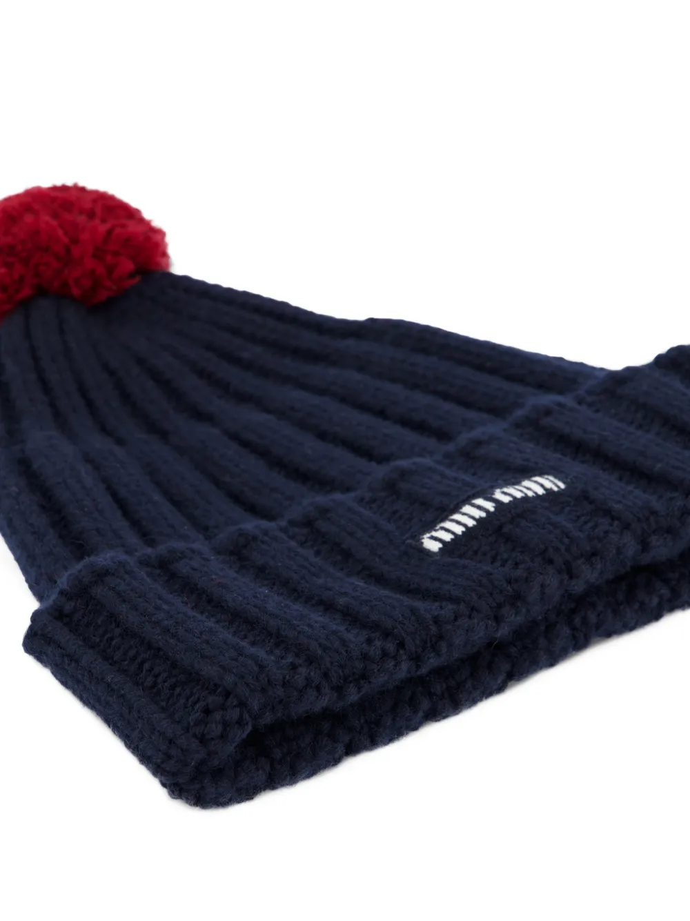 Miu Geribbelde muts met pompon Blauw