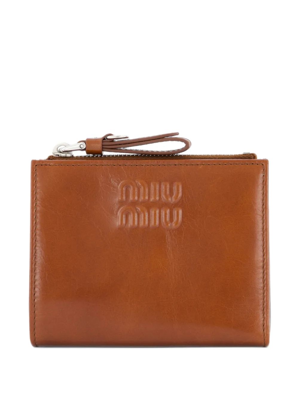 Miu Miu logo leather wallet - Braun
