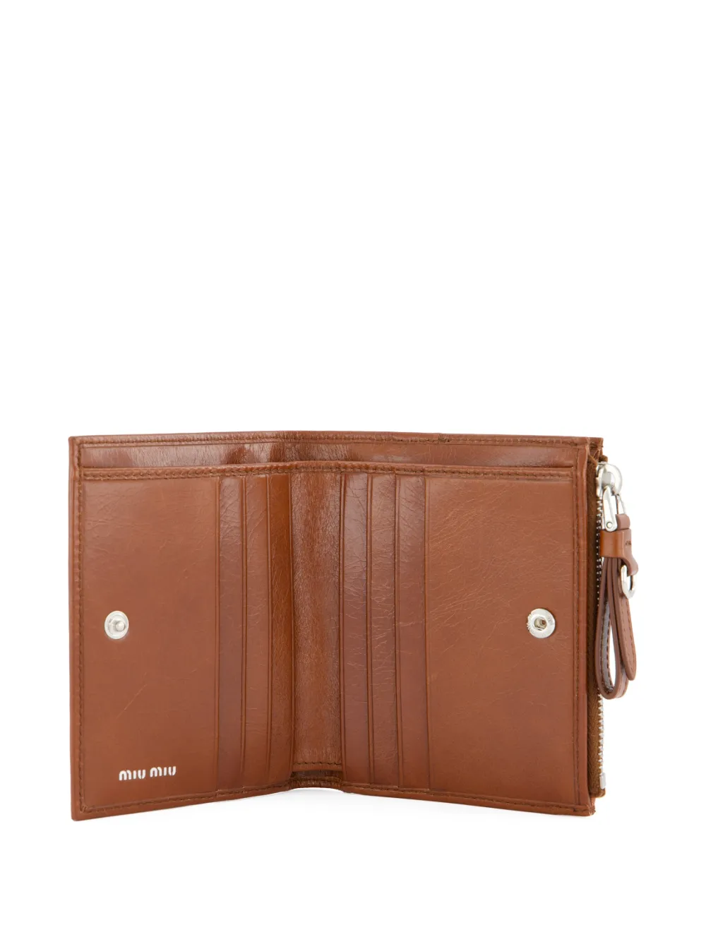 Miu Leren portemonnee met logo Bruin
