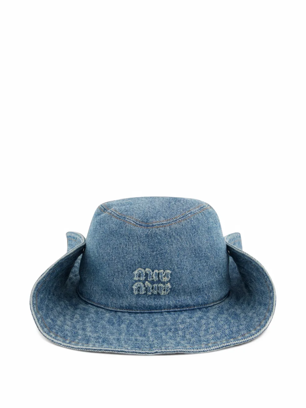 Miu Denim hoed met verwassen effect Blauw