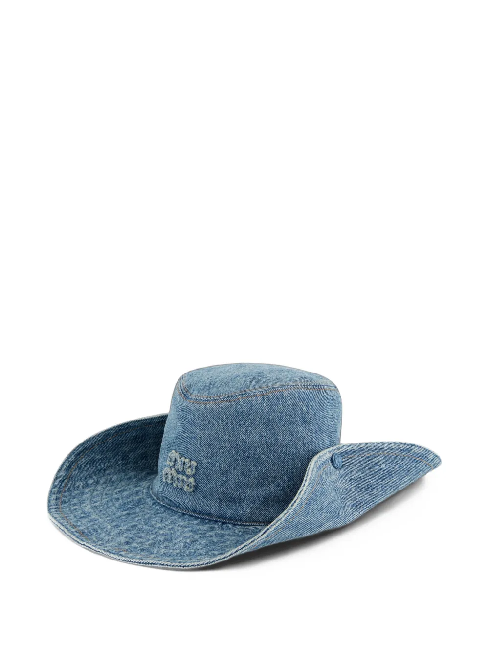 Miu Denim hoed met verwassen effect Blauw