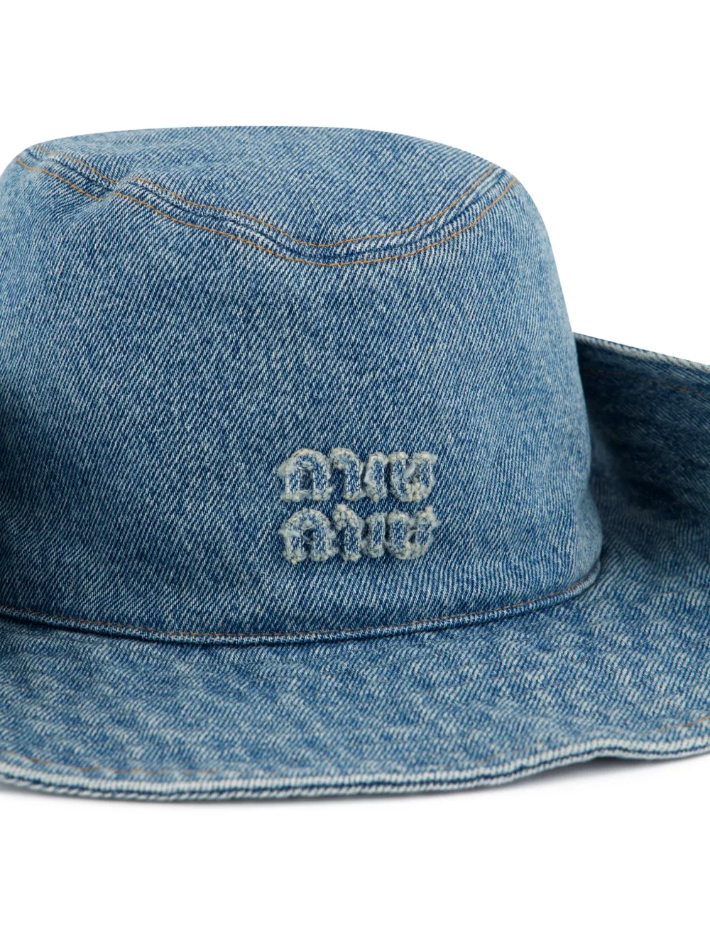 Miu Denim hoed met verwassen effect Blauw