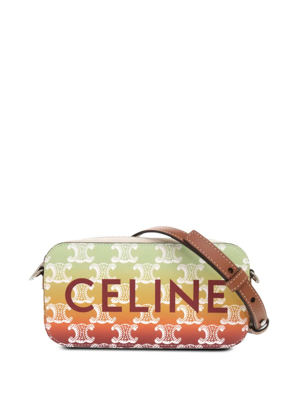 Celine Pre-Owned 2010-2026 Triomphe Coated Canvas Sunset Logo Horizontal Pouch crossbody bag - Braun