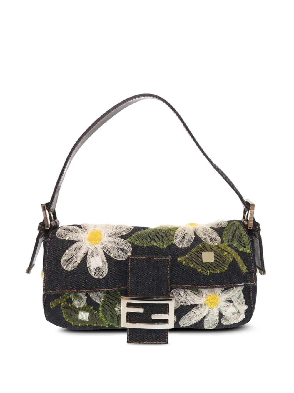 Fendi Pre-Owned 2000-2010 Embroidered Denim Mamma Baguette shoulder bag - Schwarz