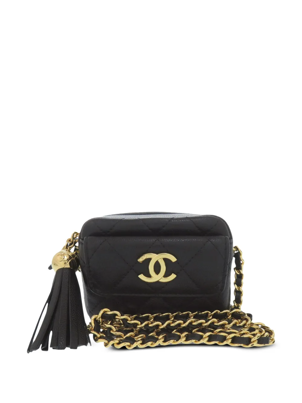CHANEL Pre-Owned 2021-2026 Mini Quilted Caviar Paris Hangzhou Tassel Camera Case crossbody bag - Schwarz