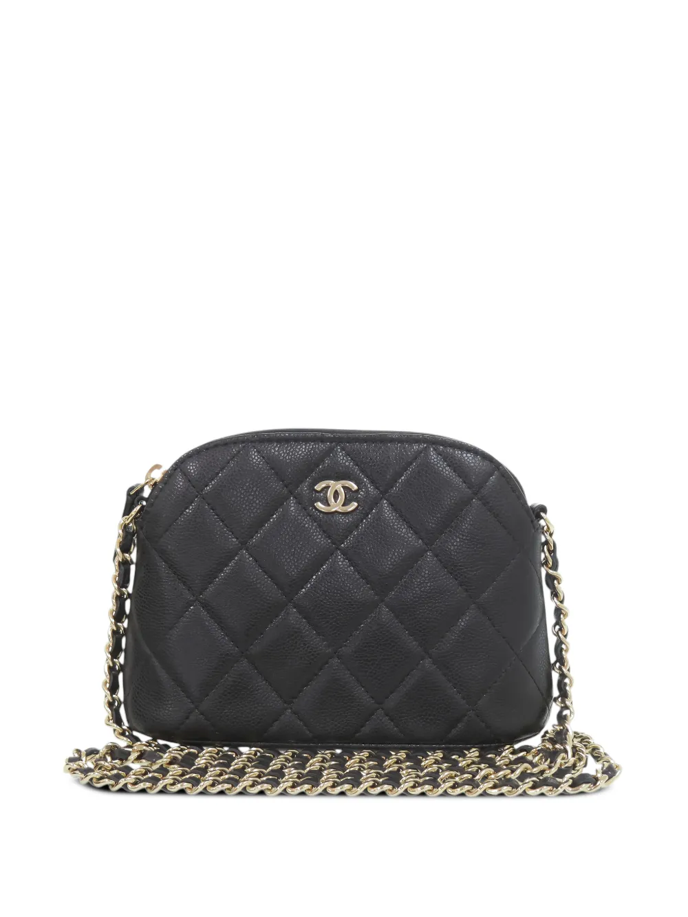 CHANEL Pre-Owned 2021-2026 CC Caviar Dome Zip Clutch on Chain crossbody bag - Schwarz