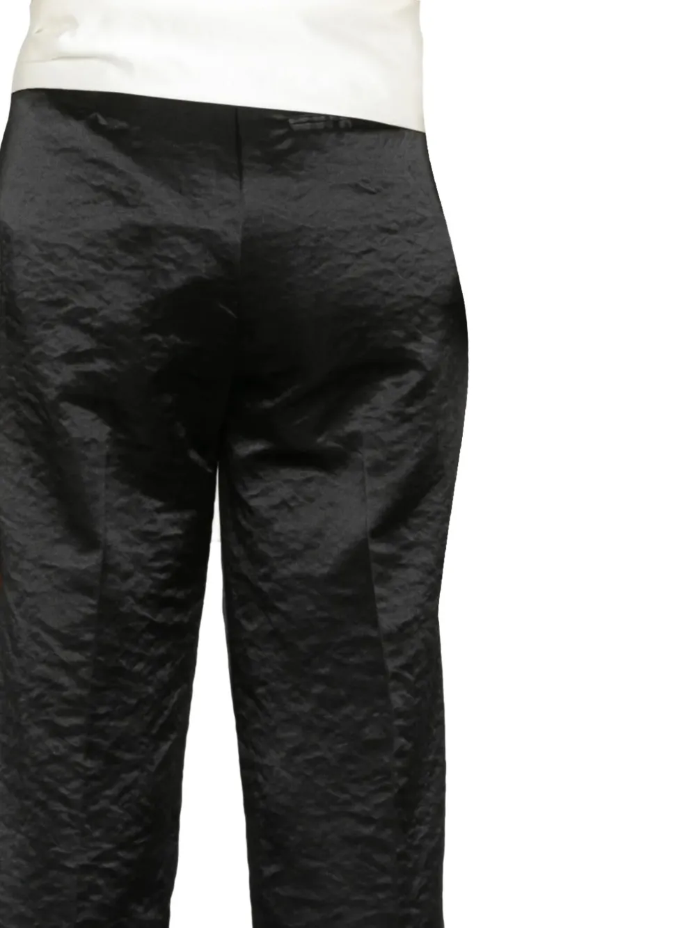 Forte Broek met contrasterende tailleband en gehamerd effect Zwart