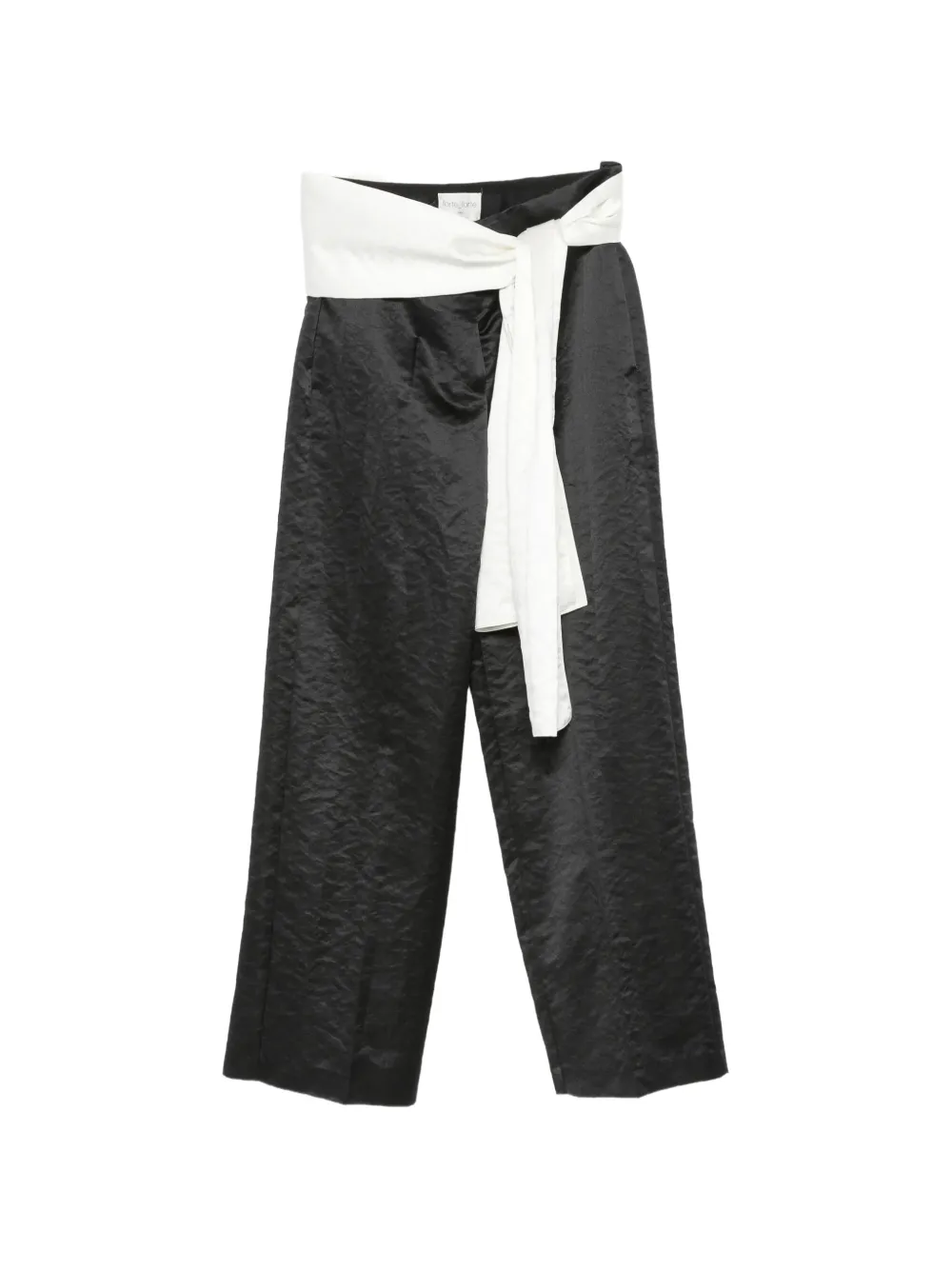 Forte Broek met contrasterende tailleband en gehamerd effect Zwart