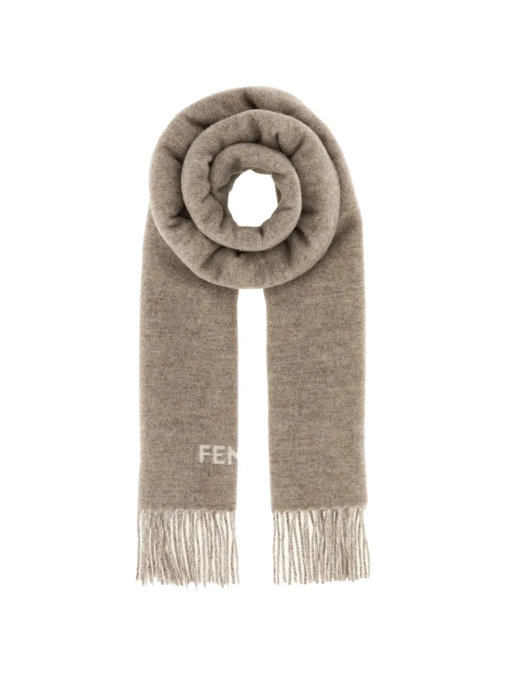 FENDI logo-intarsia cashmere scarf - Toni neutri