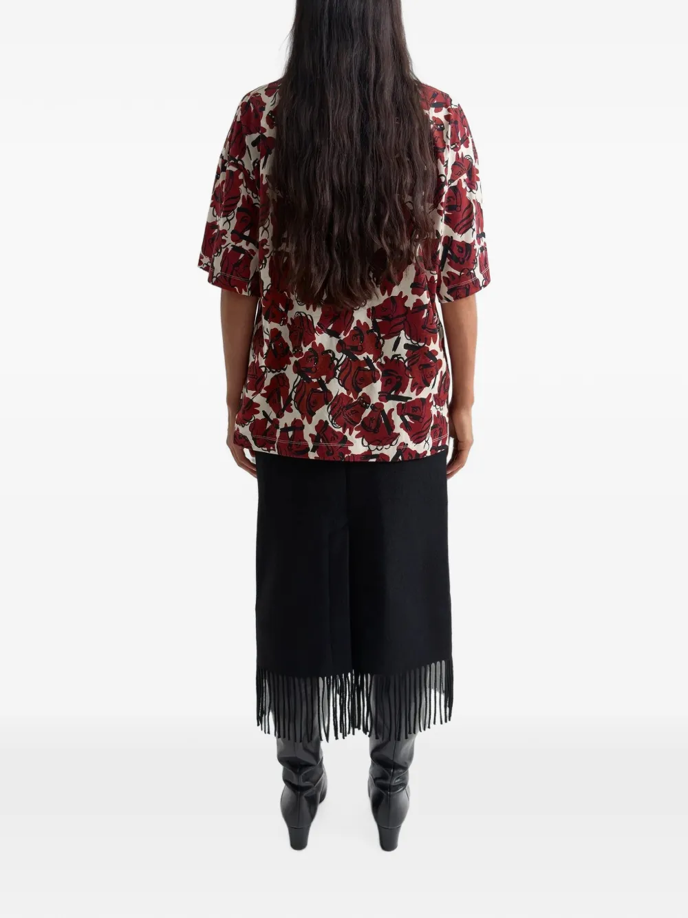 Rodebjer The Blaine fringe pencil midi skirt Zwart
