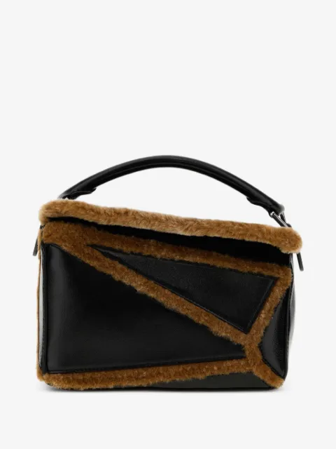 small Puzzle shearling-trim tote bag
