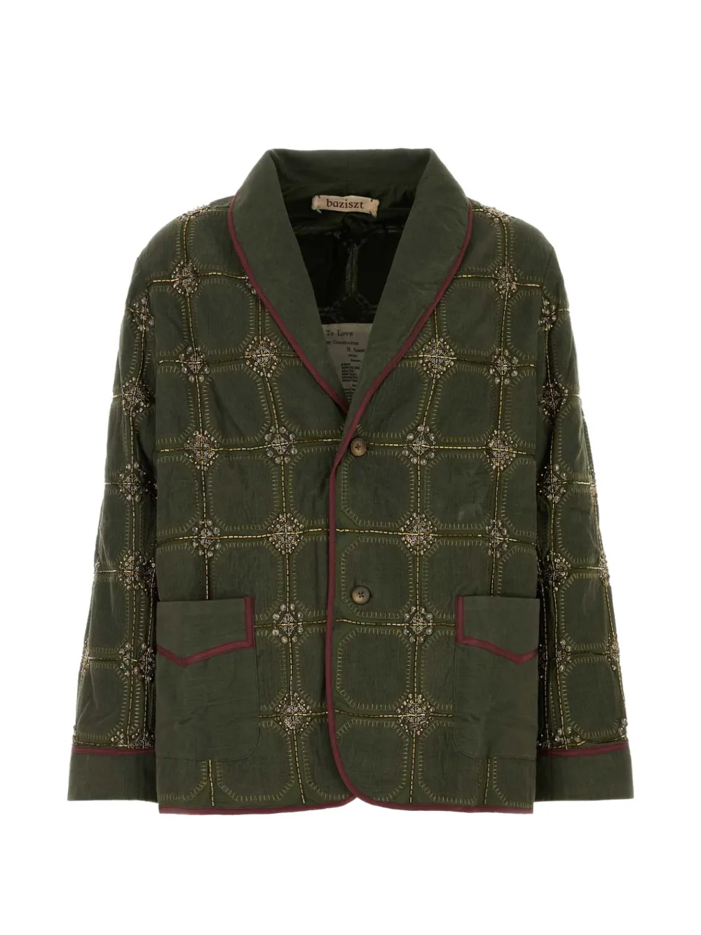 Baziszt Latier bead-embellished cotton blazer - Green