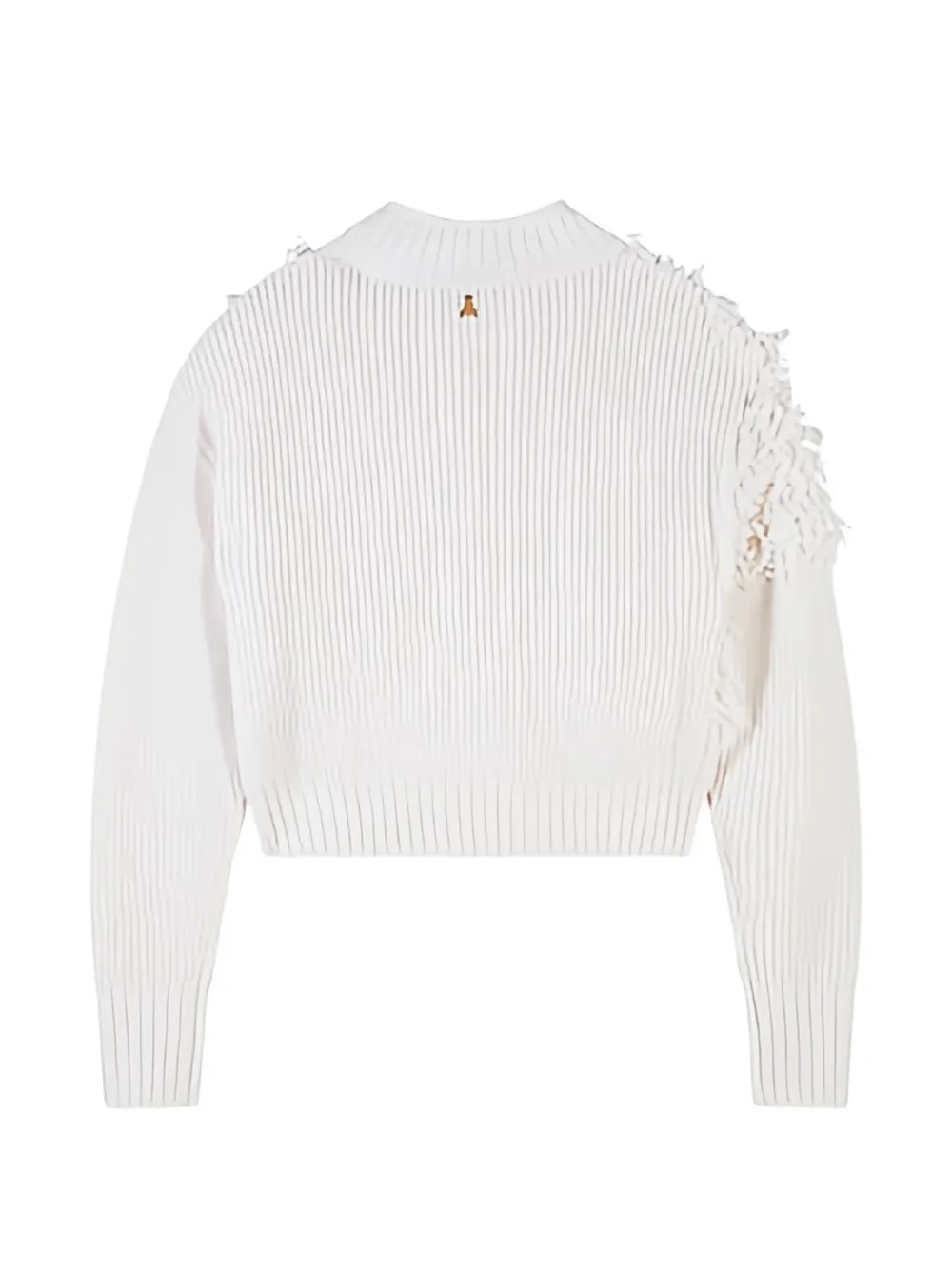 Patrizia Pepe fringed ribbed-knit sweater Wit