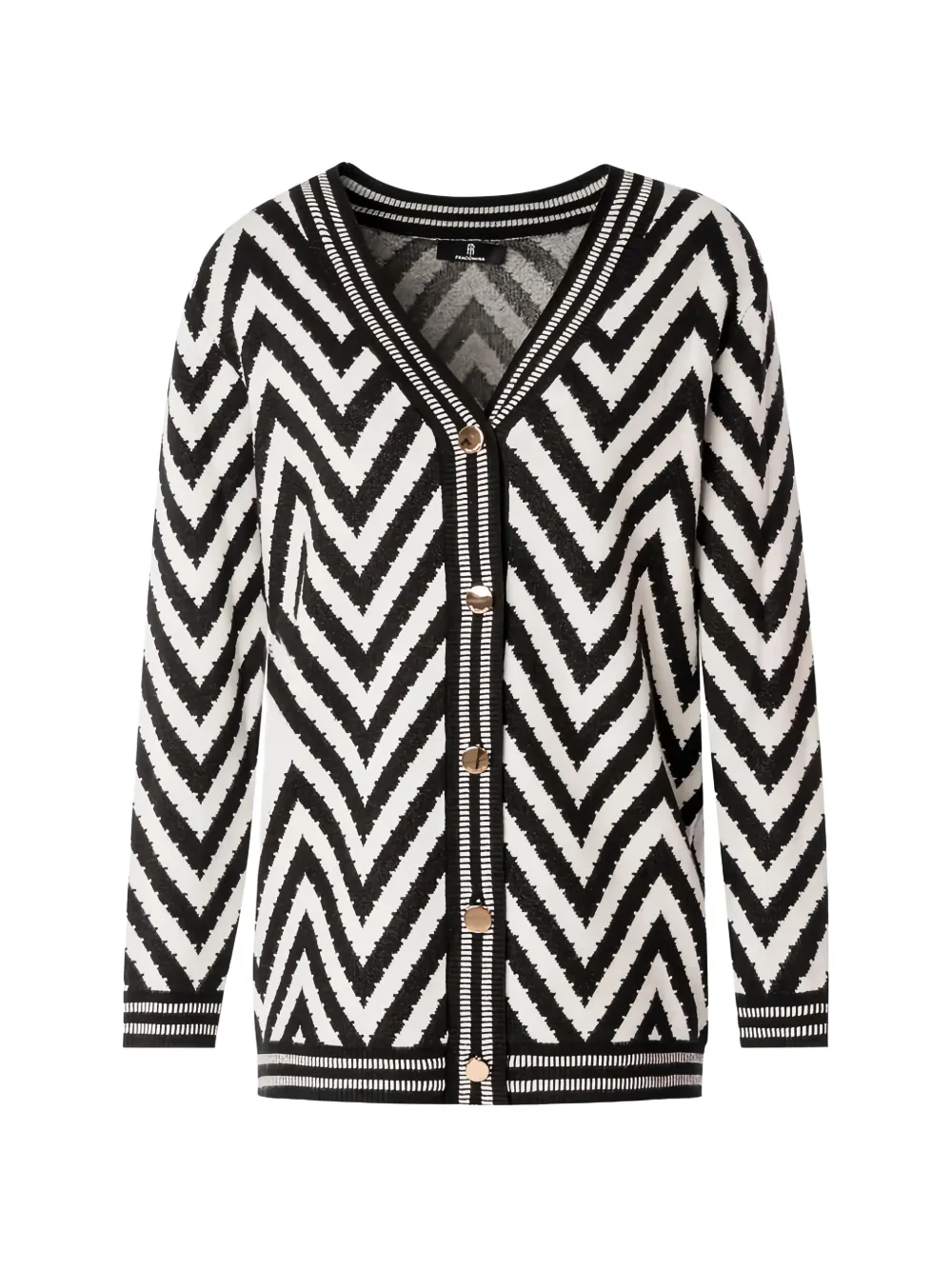 FRACOMINA chevron-pattern button-up cardigan - Noir FRACOMINA chevron-pattern button-up cardigan - Noir