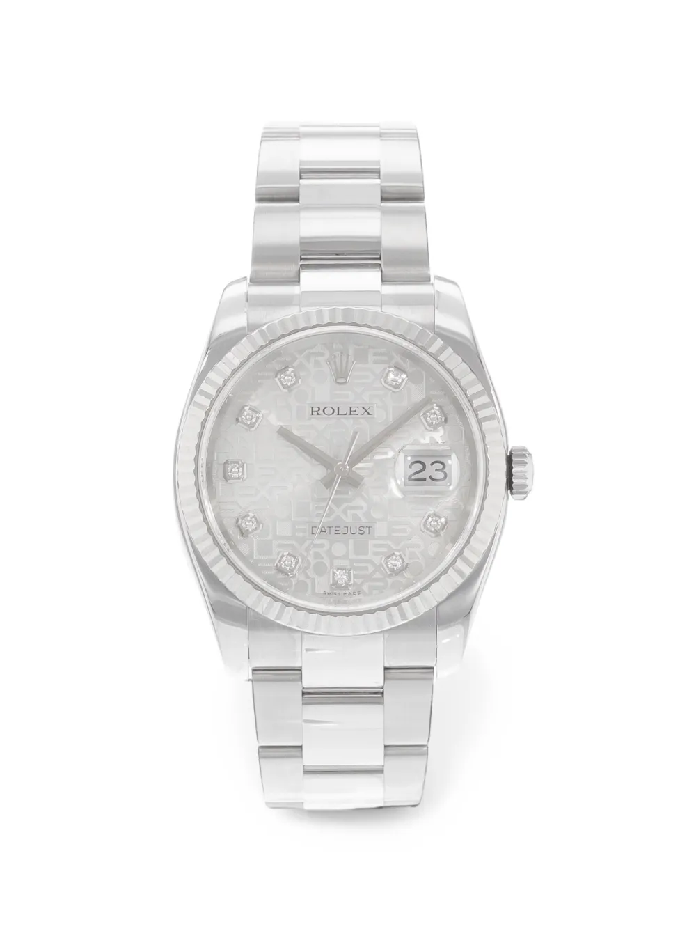 Rolex Datejust Armbanduhr mit geriffelter Lünette 36mm - Silber