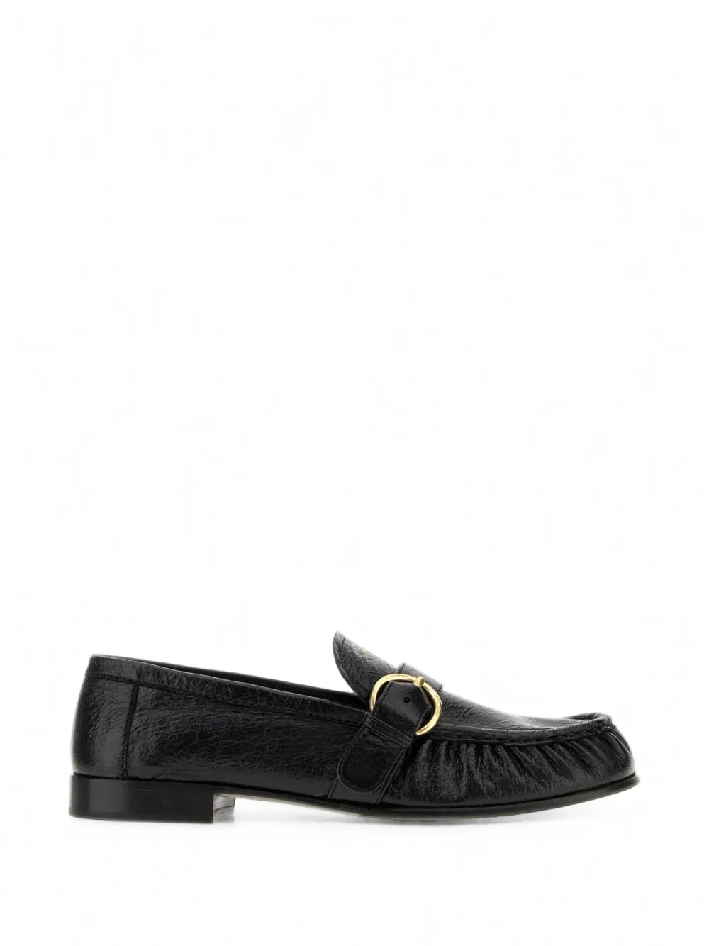 Miu Miu buckle-fastening crinkled leather loafers - Noir Miu Miu buckle-fastening crinkled leather loafers - Noir