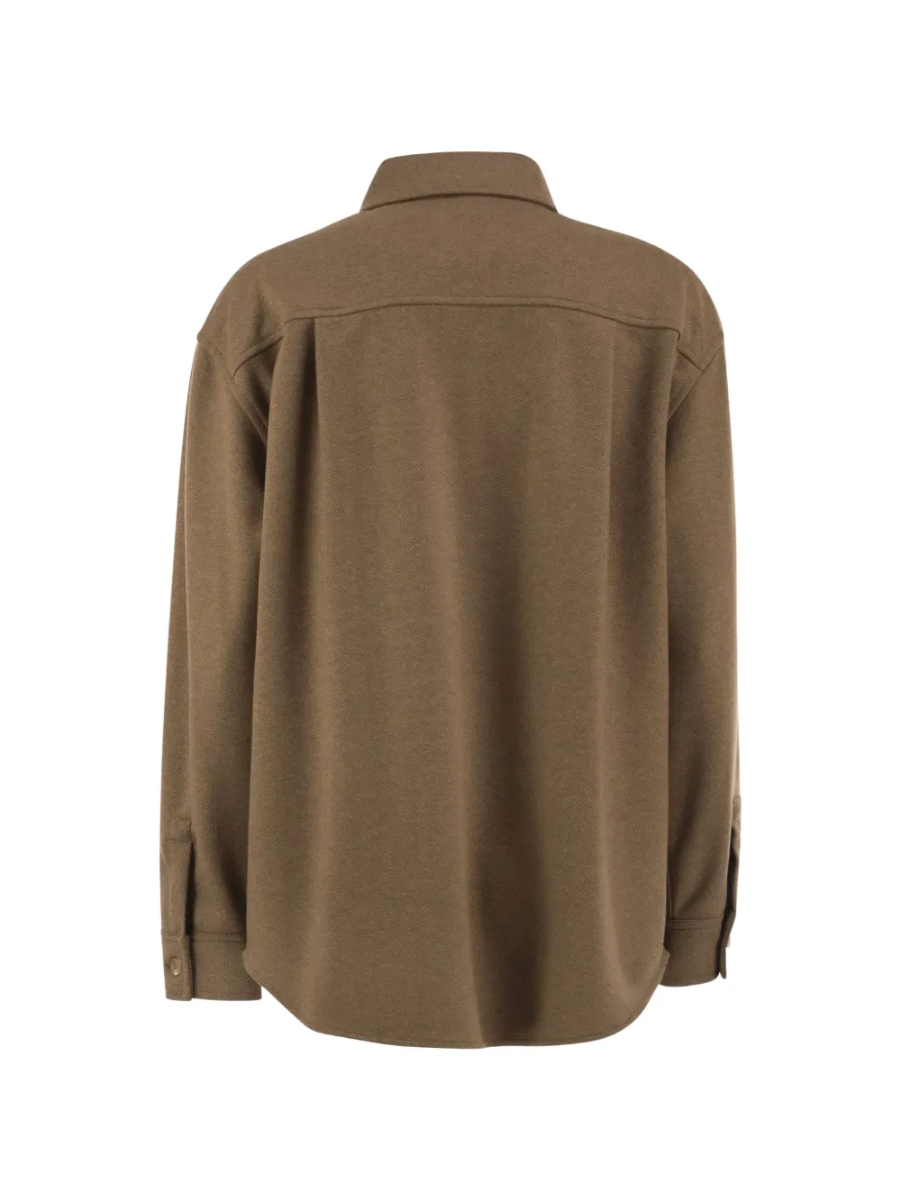 Max Mara Shirtjack met opgestikte zak en geweven visgraatpatroon Bruin