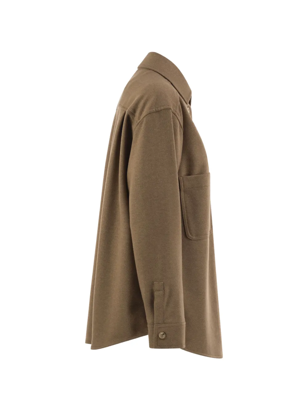 Max Mara Shirtjack met opgestikte zak en geweven visgraatpatroon Bruin