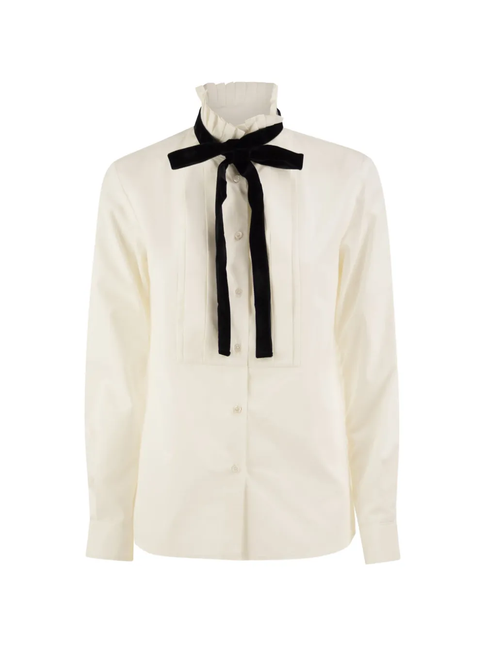 Weekend Max Mara ruffled pleated-bib shirt - Blanc Weekend Max Mara ruffled pleated-bib shirt - Blanc