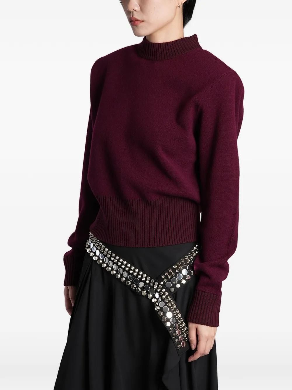 IRO Lovelie trui met geribbelde afwerking en schoudervulling Rood