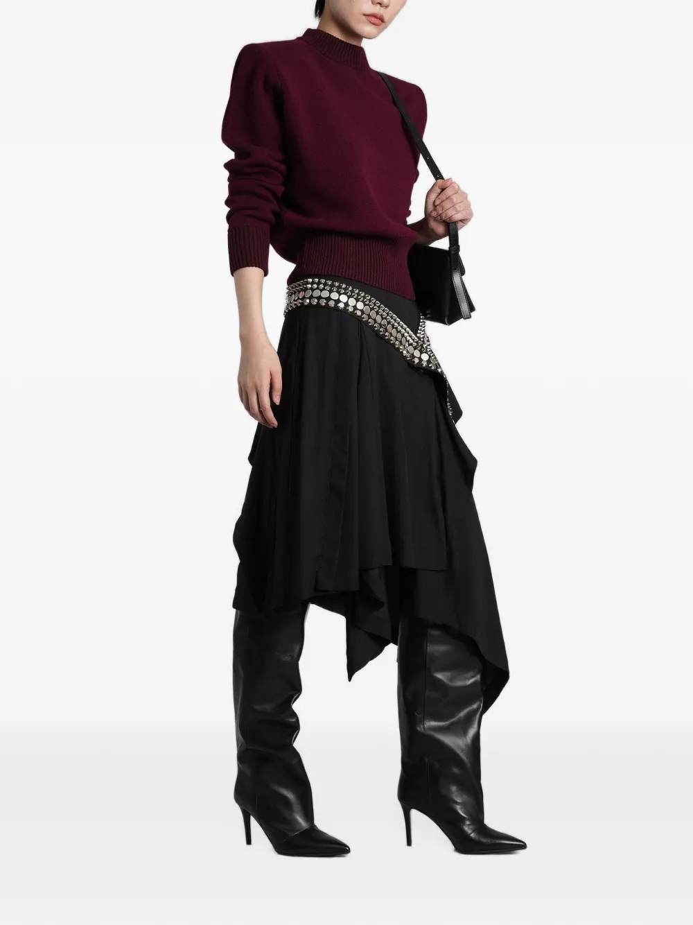 IRO Lovelie trui met geribbelde afwerking en schoudervulling Rood