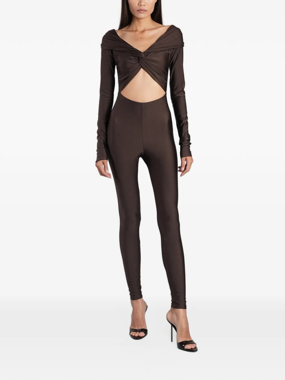 THE ANDAMANE Kendall twist-detail cut-out jumpsuit - Marrone