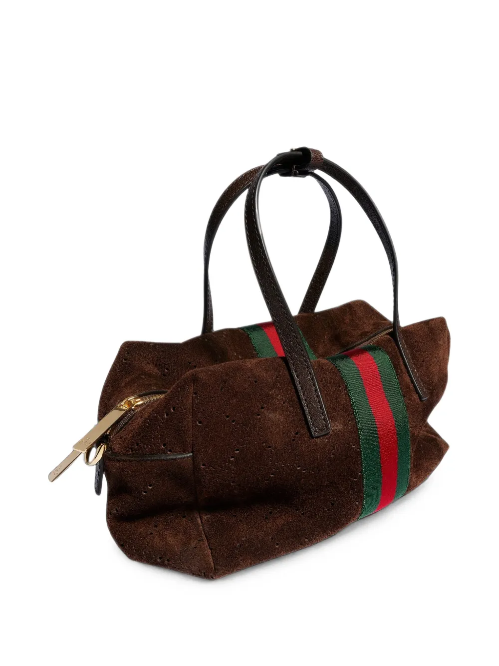 Gucci small Boston web suede tote bag Bruin
