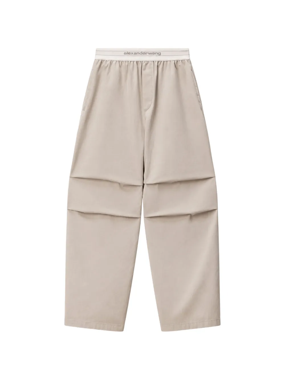 Alexander Wang logo-waistband pleated trousers - Tons neutres