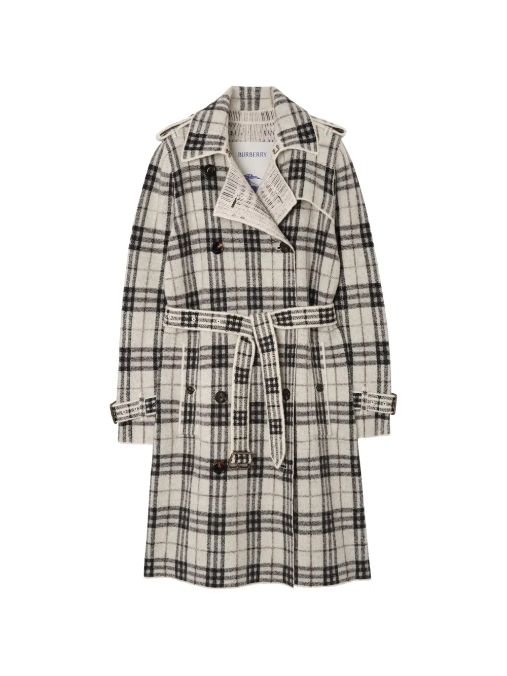 Burberry mid-length cashmere wool blend trench coat - White