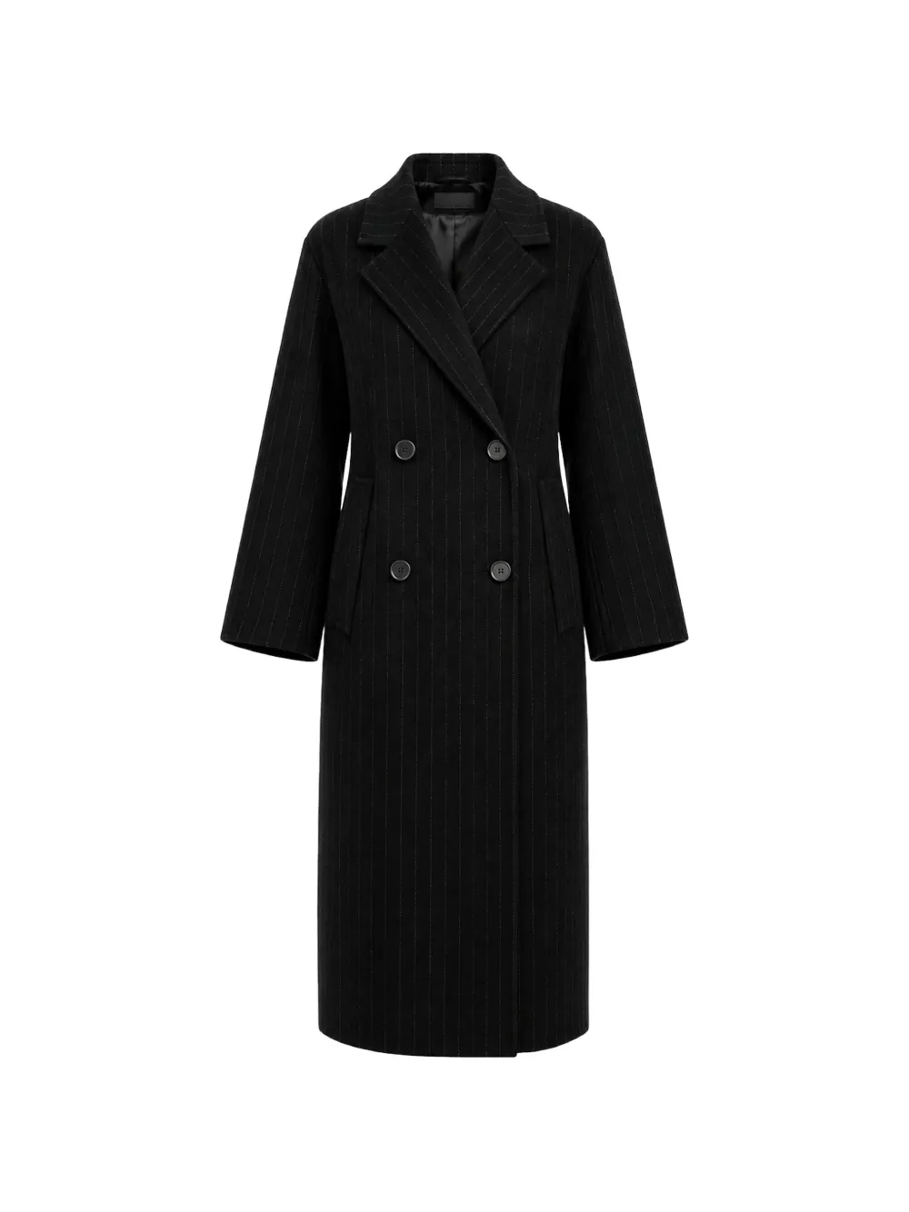 IVY OAK pinstripe double-breasted coat - Nero