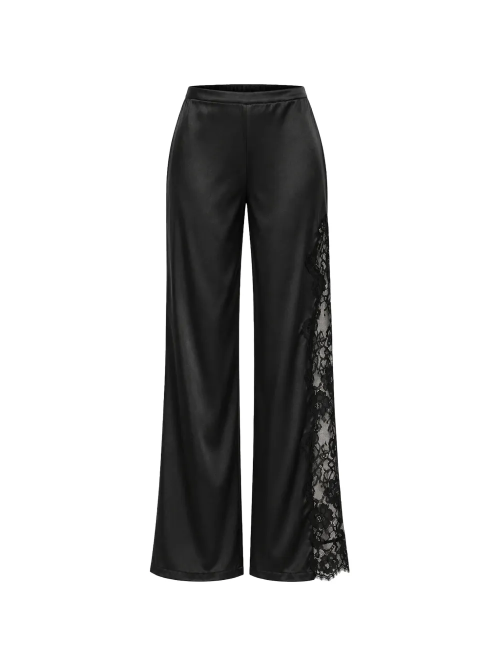 Fleur Du Mal Juliet satijnen broek met kanten afwerking Zwart