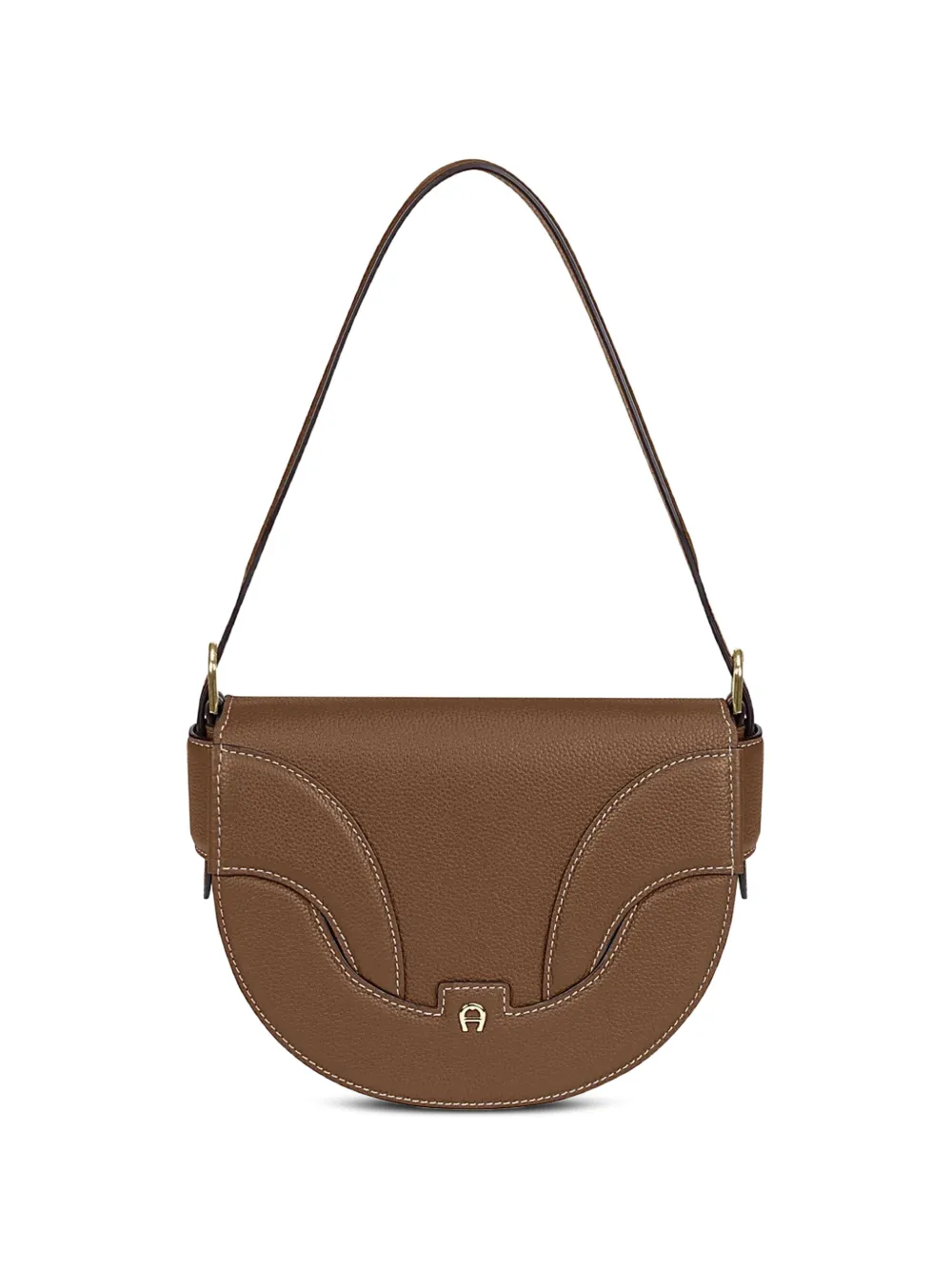 AIGNER small Sellina pebbled leather shoulder bag - Brown
