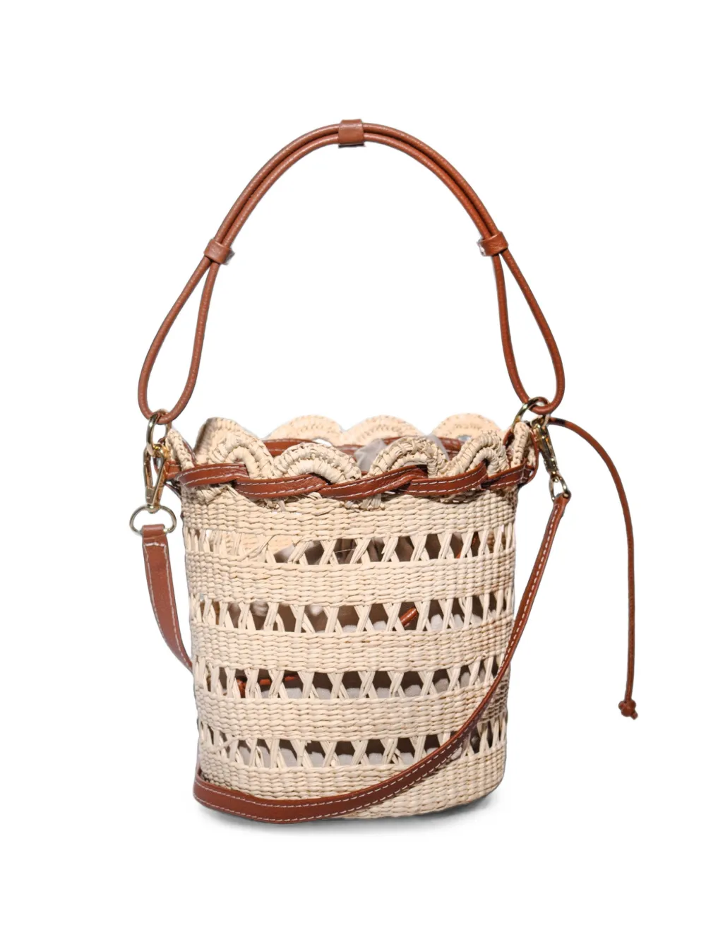 Sensi Studio woven scalloped bucket bag - Toni neutri