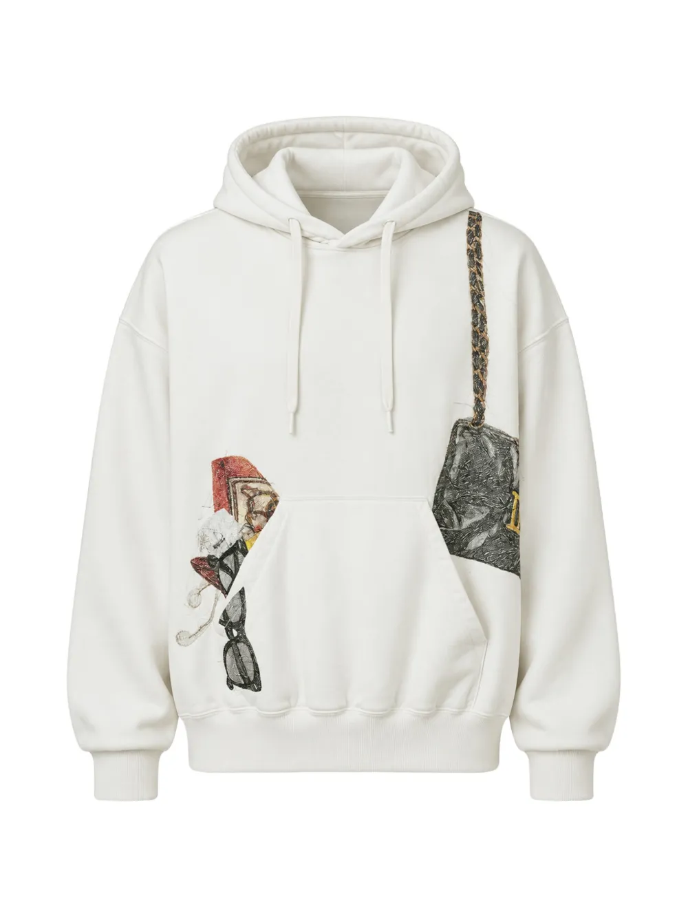 Doublet Trompe L'oeil embroidered hoodie Beige