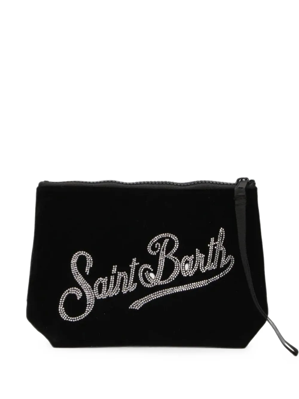 MC2 Saint Barth Aline strass-embellished velvet clutch bag - Noir