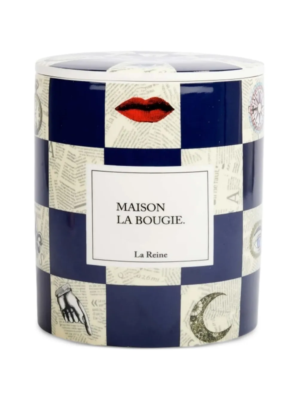 Maison La Bougie La Reine checkerboard candle - Blau