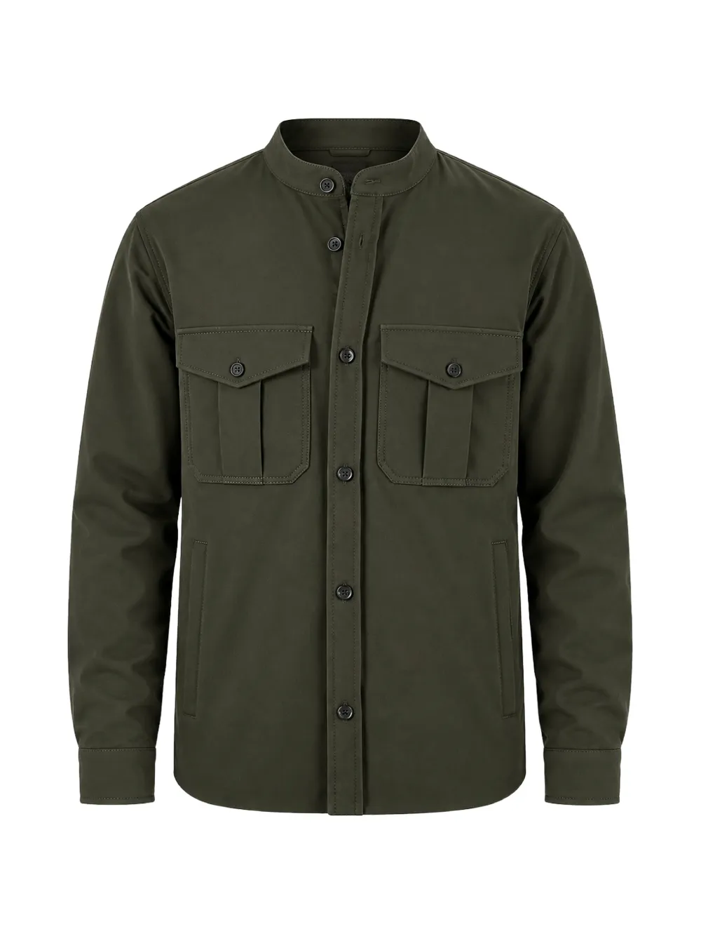 Emporio Armani band-collar pocket-detail shirt jacket - Grün